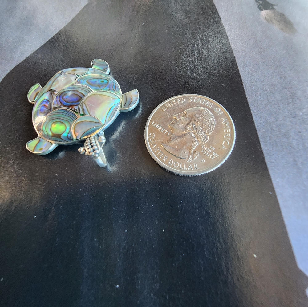 Abalone STERLING Silver Turtle Pendant PENDANT - Picture 7 of 7